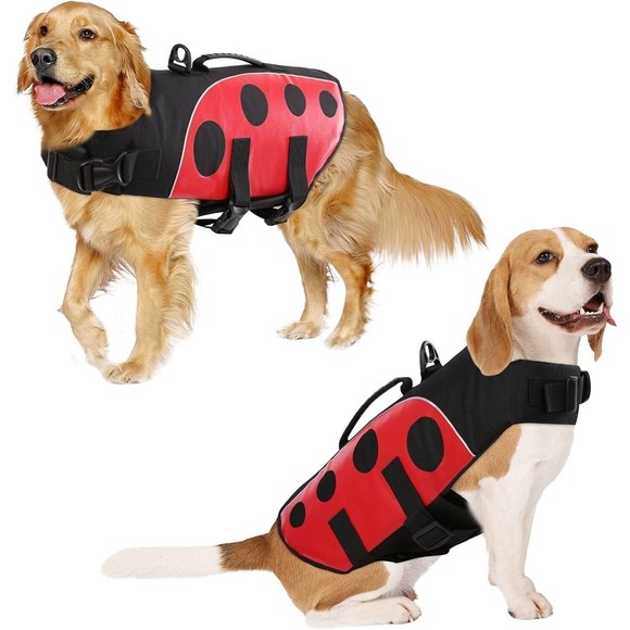 ASENKU Dog Life Jacket Pet Safety Vest Ripstop Flotation Pet Swimsuit, Size M - Picture 2 of 9